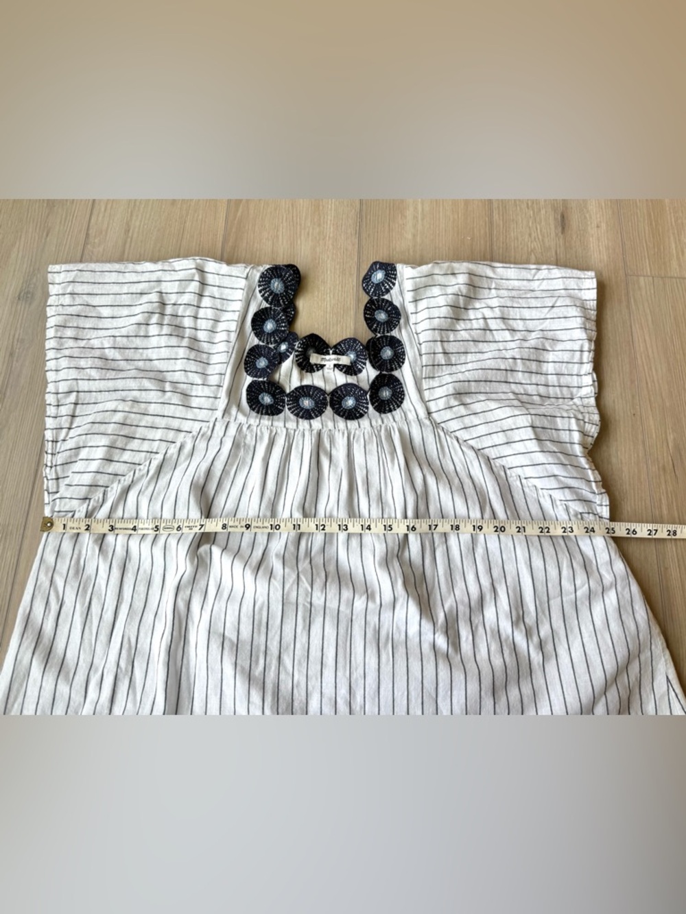 Madewell Embroidered Butterfly Stripe Dress Size L Boho Cottagecore EUC - Picture 9 of 12